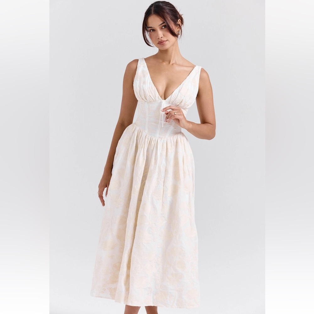 House of CB Cream Midi Dress